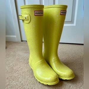 Kids Hunter Original Yellow Glitter Boots